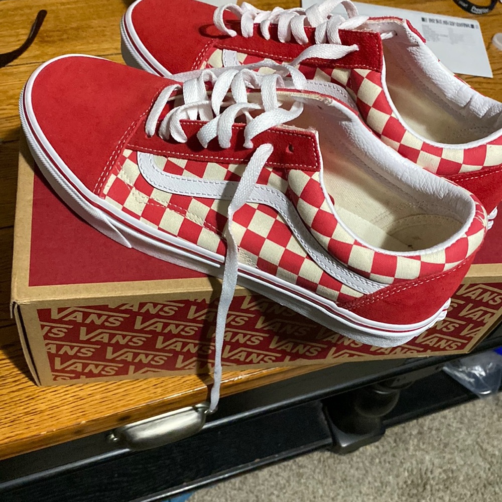 BRAND NEW RED CHECKERBOARD VANS